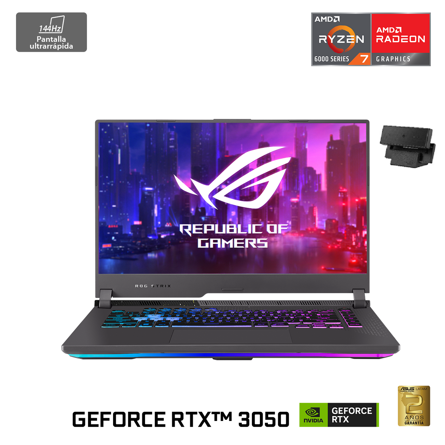 Notebook Gamer ROG Strix G15 G513RC-HN053W AMD RYZEN 7 6800HS - Ram 8GB DDR5 - 512GB SSD M.2 - RTX 3050 4GB DDR6 - W11 - 15.6" FHD 144hz