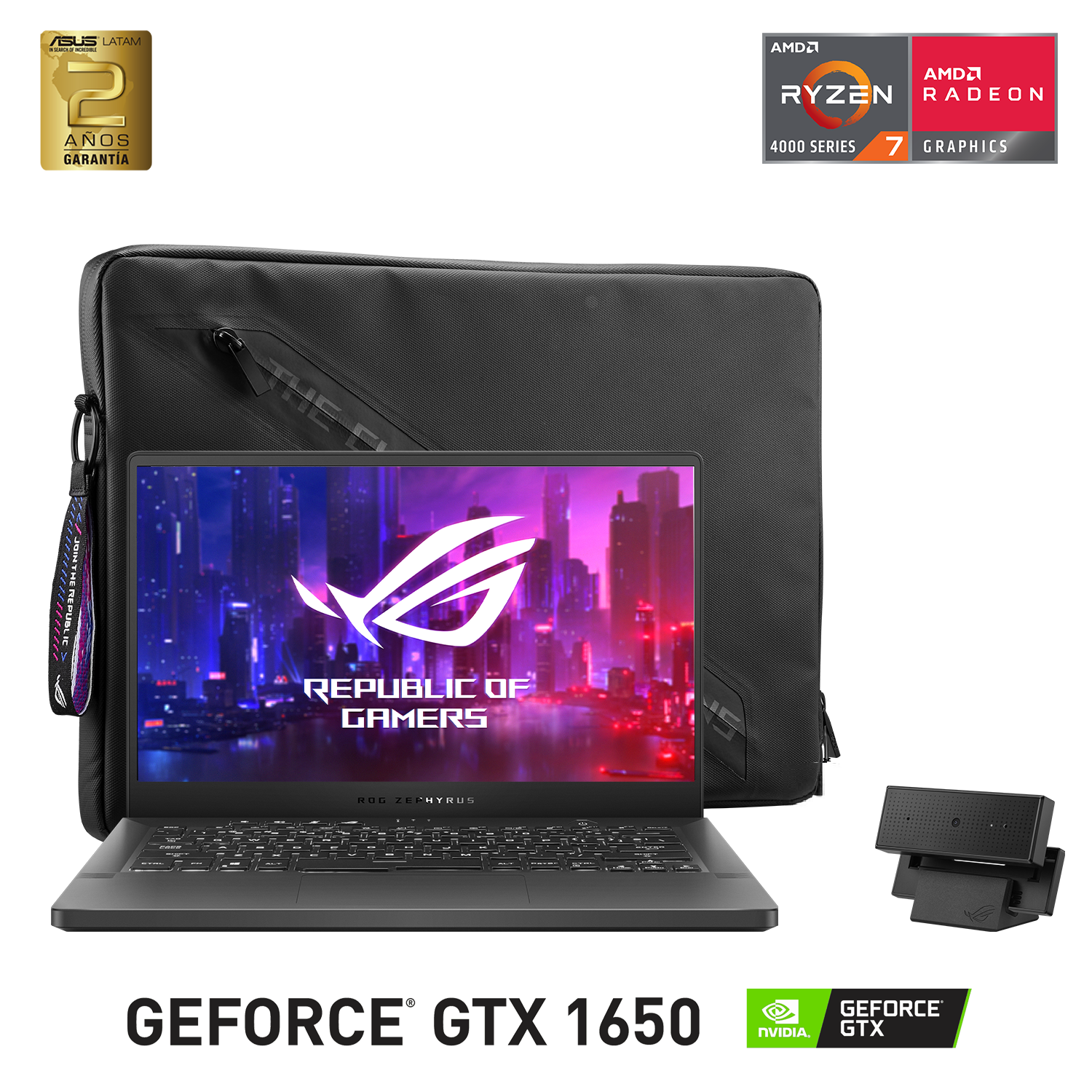 Notebook Gamer ROG Zephyrus G14 GA401IHR-HZ045T AMD RYZEN 7-4800HS - Ram 8GB DDR4 - 512SSD M.2 - GTX 1650 4GB - W10 - 14 FHD 144HZ - Soundata S.A.